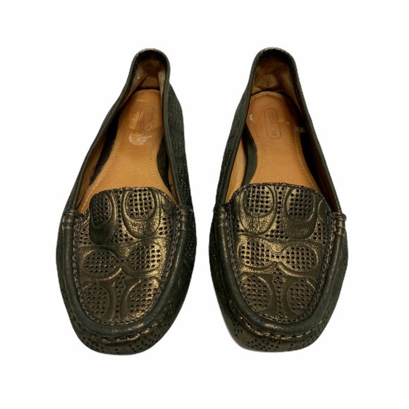 Coach ‘Pat’ Metallic Driving Moccasins Loafers Flats Leather Size 6 Rare - Picture 2 of 13